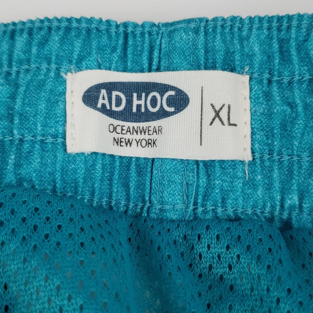 AD HOC Lined Swim Trunks Size XL in Blue-Bird Themed Side Pockets Drawstring